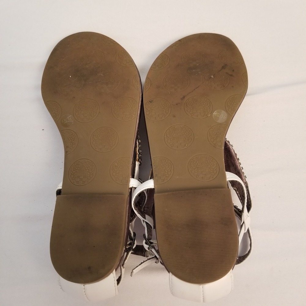 Vince Camuto Womens 6Rhinestone Embellished Thong Sandals White Ankle Strap Flat - Picture 4 of 7